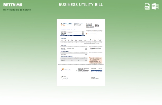 Модерен стил Шаблон за деловна сметка за комунални услуги за гас во Њу Џерси